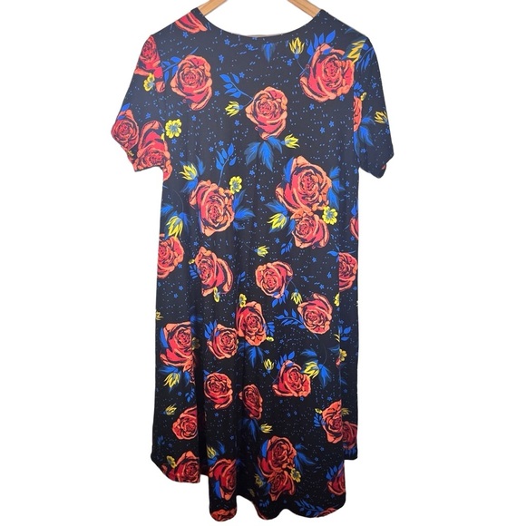 LuLaRoe Unicorn!! Beauty & the Beast Floral Midnight Carly Dress Size Medium - Picture 2 of 5